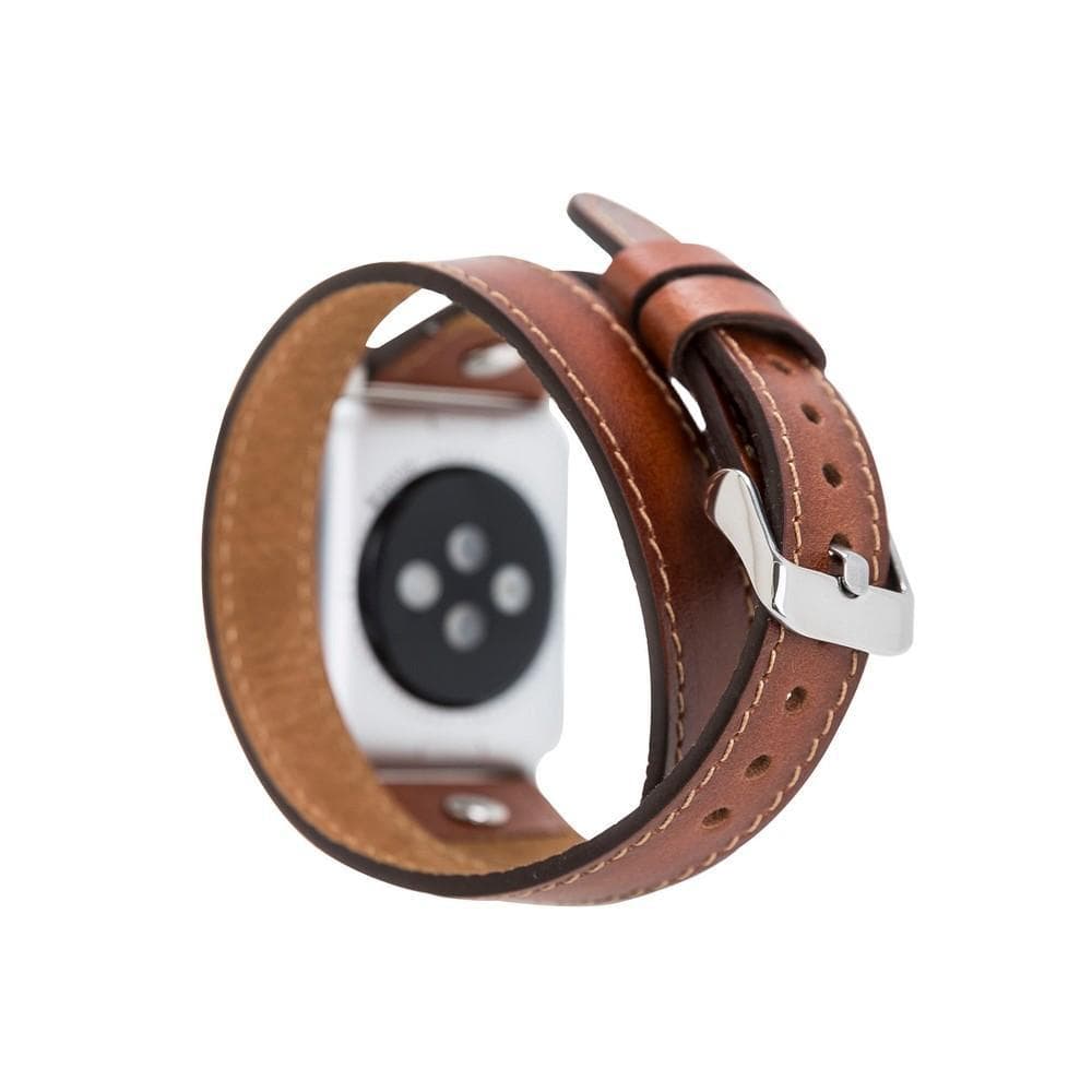 B2B - Leather Apple Watch Bands - DTS Double Tour Slim Hector Silver Trok Style Bouletta B2B