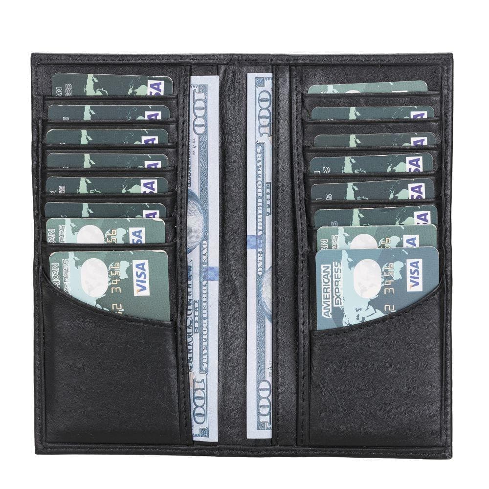 Beartriz Leather Credit Card Holder - Wallet Type Rustic Black Bouletta Shop