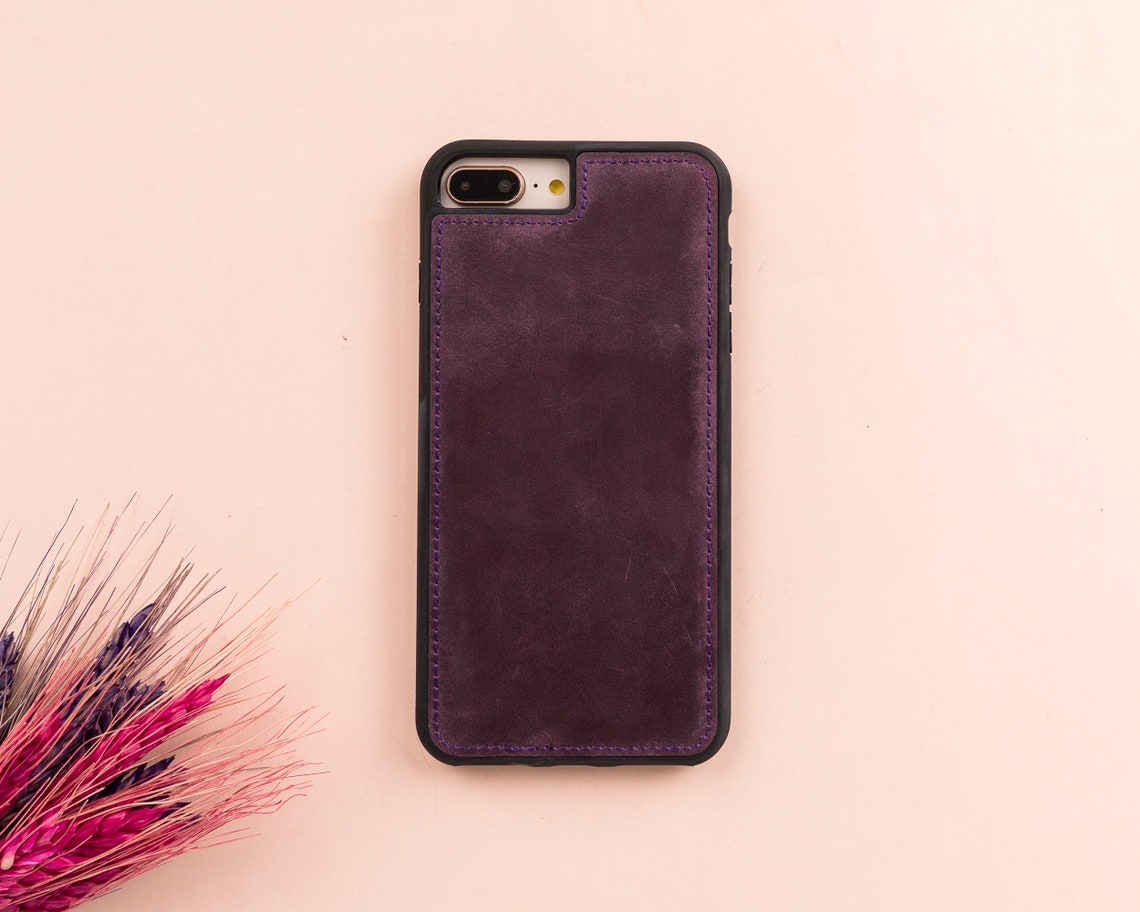 LupinnyLeather Magnetic Detachable Wallet Case for iPhone SE (2020) Purple 8