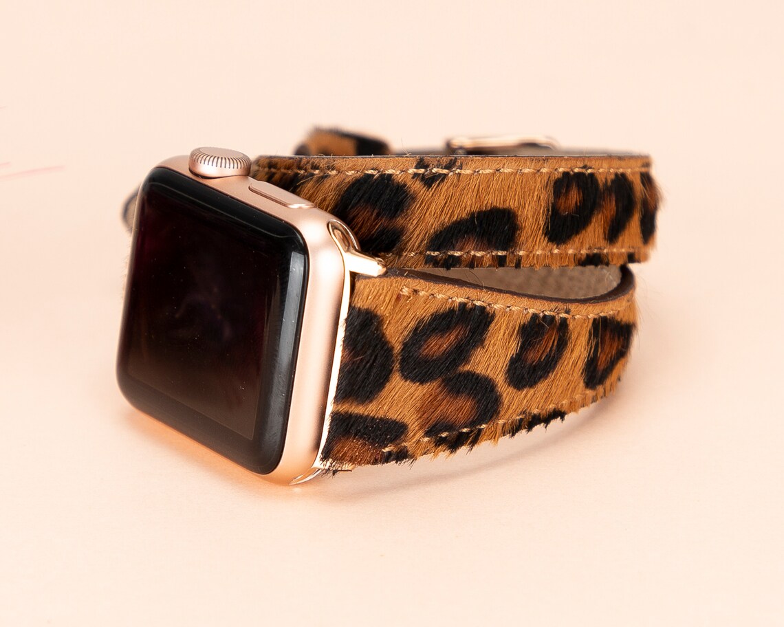 LupinnyLeather Chester Double Watch Band for Apple Watch (Leopard) 8