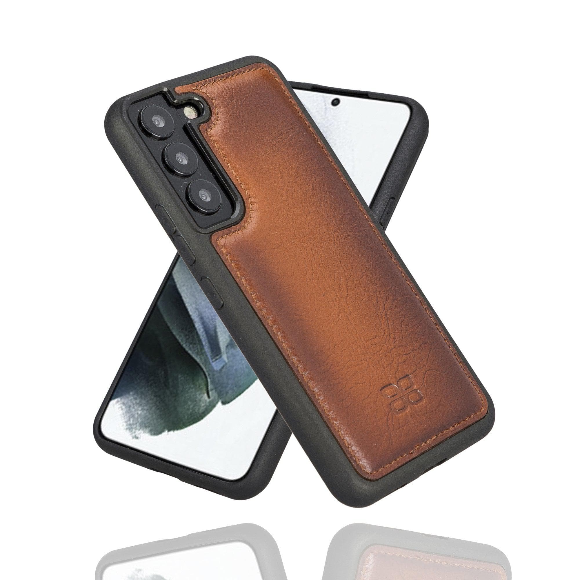 Samsung Galaxy S22 Series Genuine Leather Slim Back Cover Case Samsung Galaxy S22 Plus / Tan Bouletta LTD