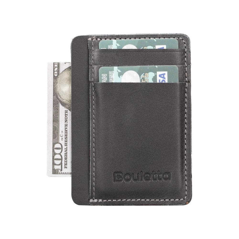 Parma Leather Card Holder Rustic Black Bouletta LTD