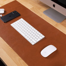 Tan full-grain leather desk mat